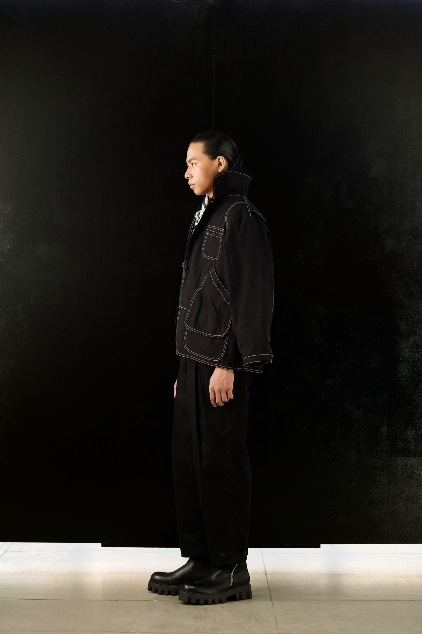 Twin Pleat Trousers - Black