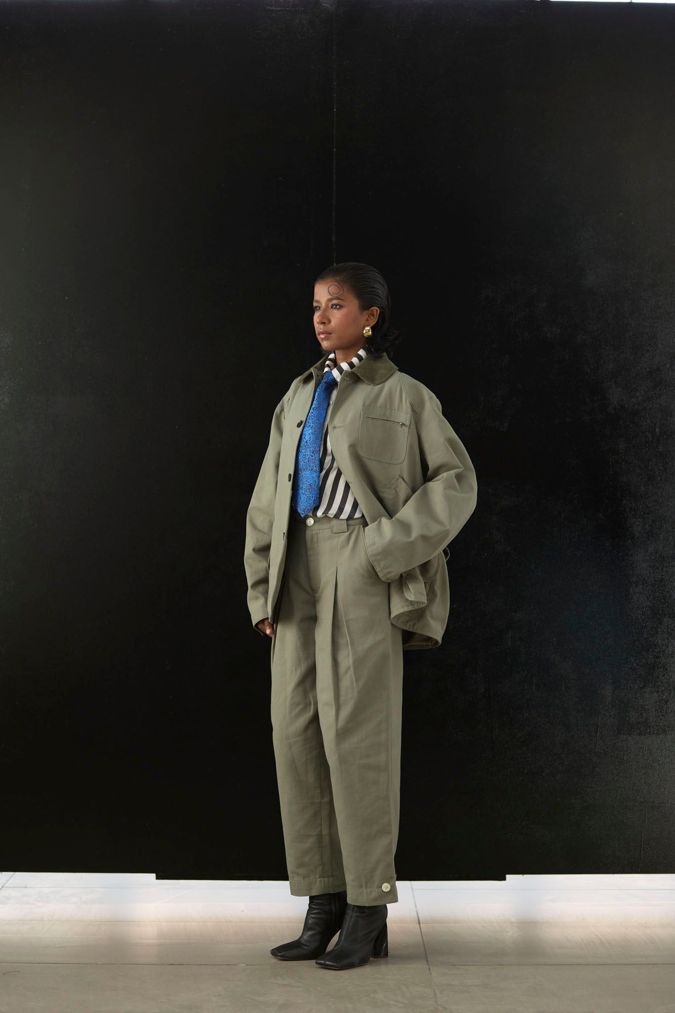 Twin Pleat Trousers - Green