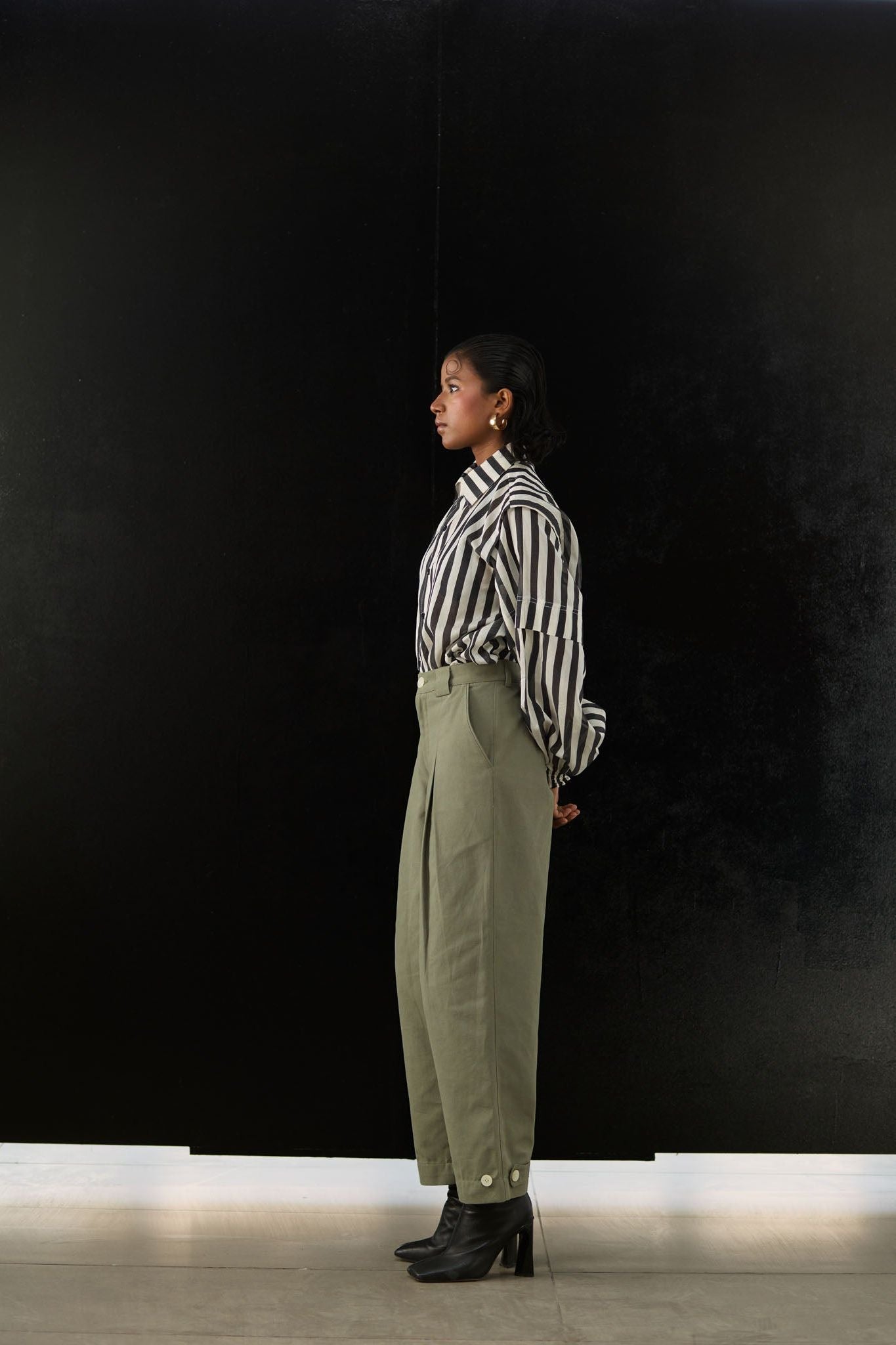 Twin Pleat Trousers - Green