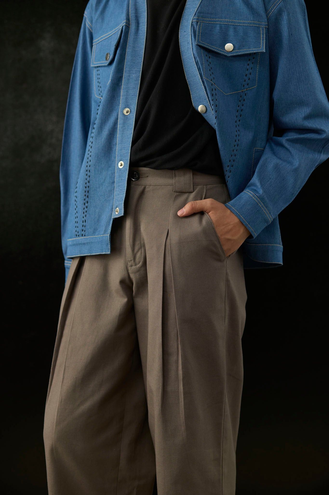 Twin Pleat Trousers - Charcoal