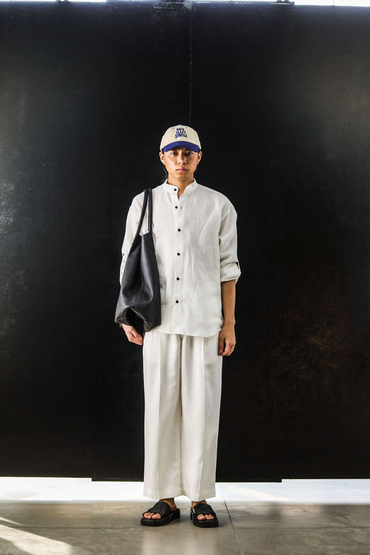Press Collar Shirt - White Linen
