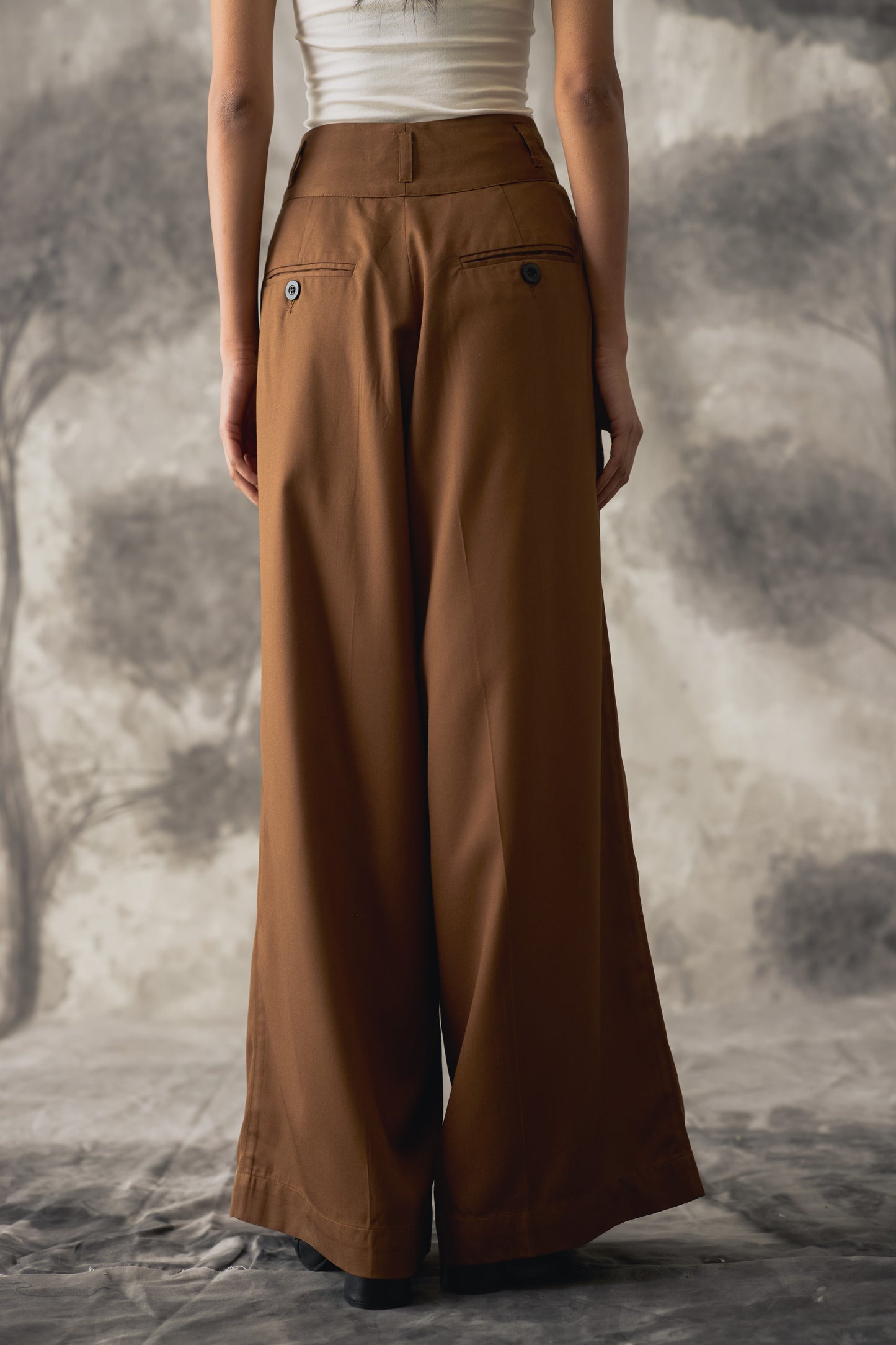 Brown Tencel Trousers - Women