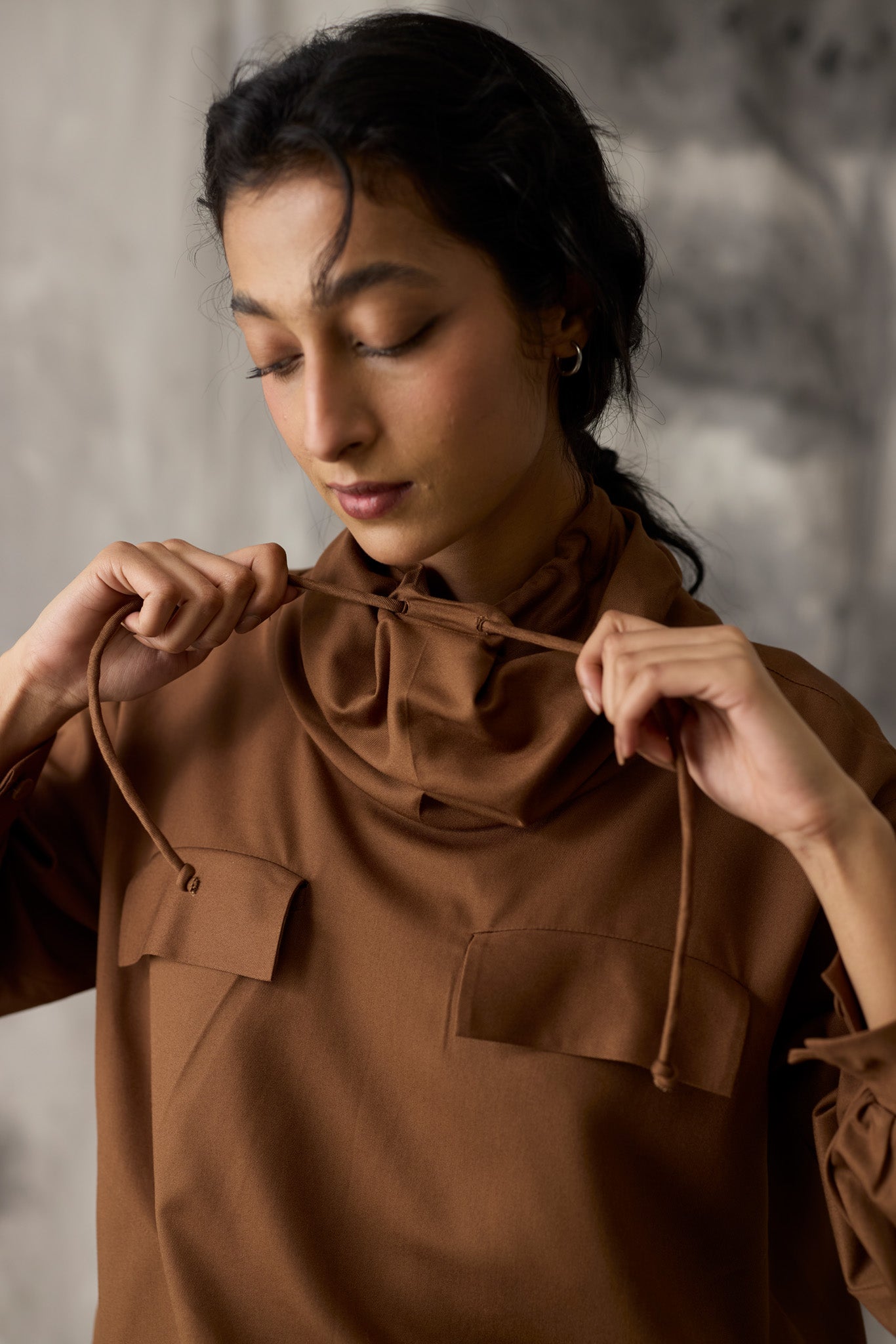 Brown Tencel Work Shirt - Women