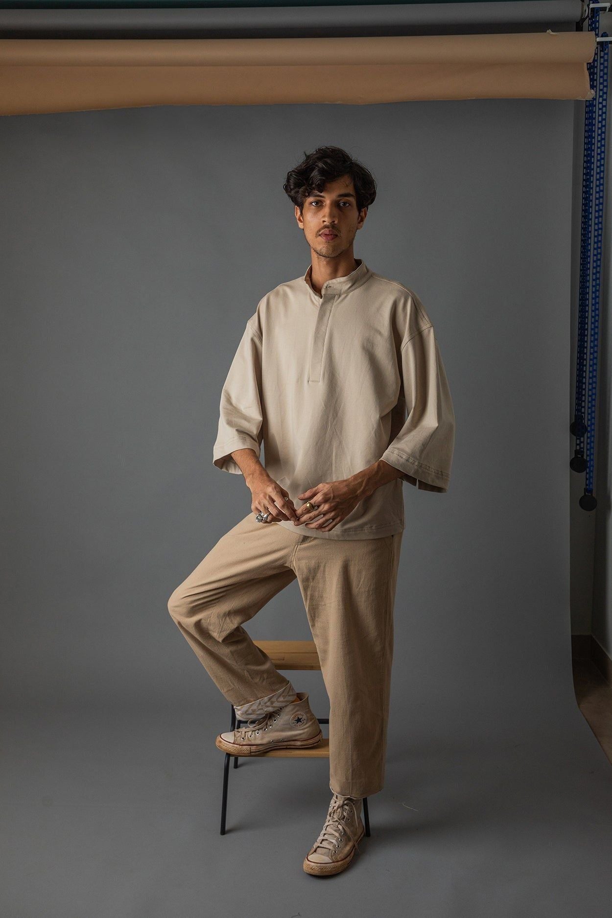 Tan Henley Premium Knit Cotton - Main Image