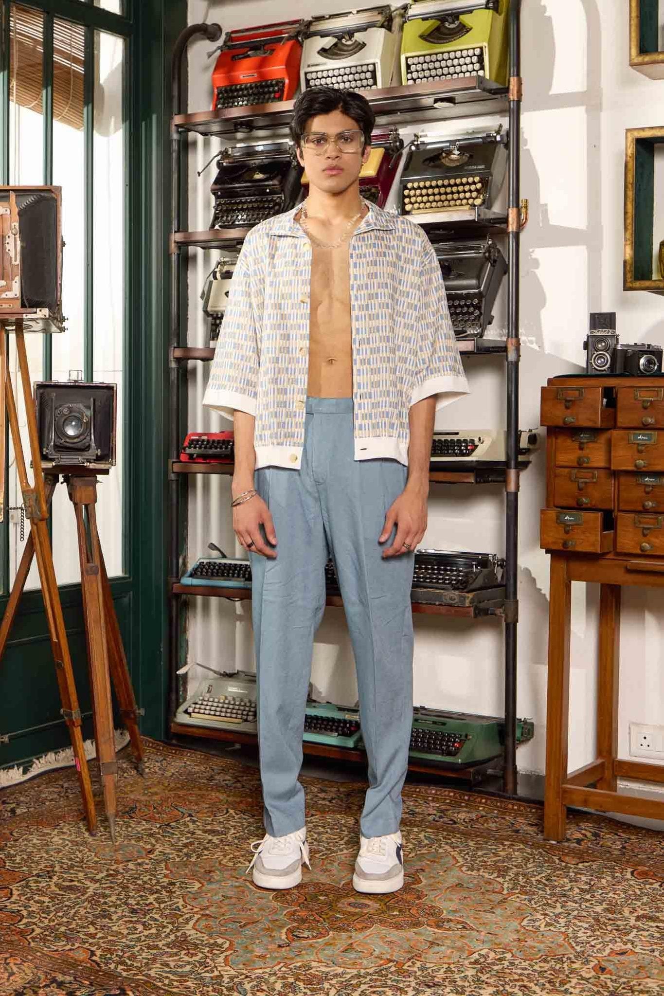 Linen Button Up Pattern Shirt