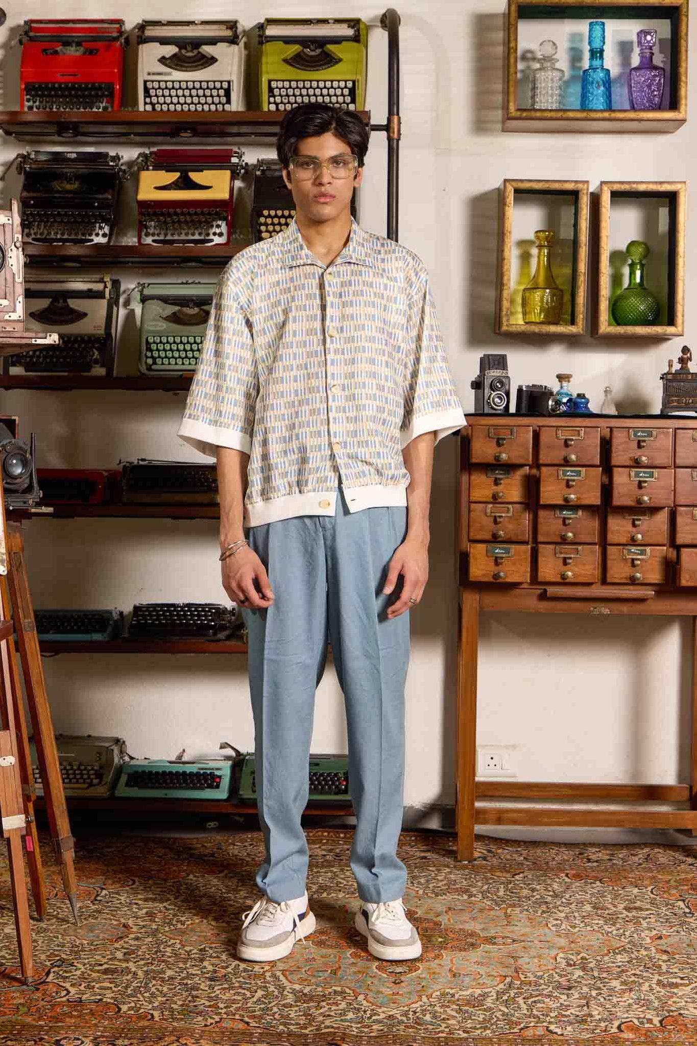 Linen Button Up Pattern Shirt