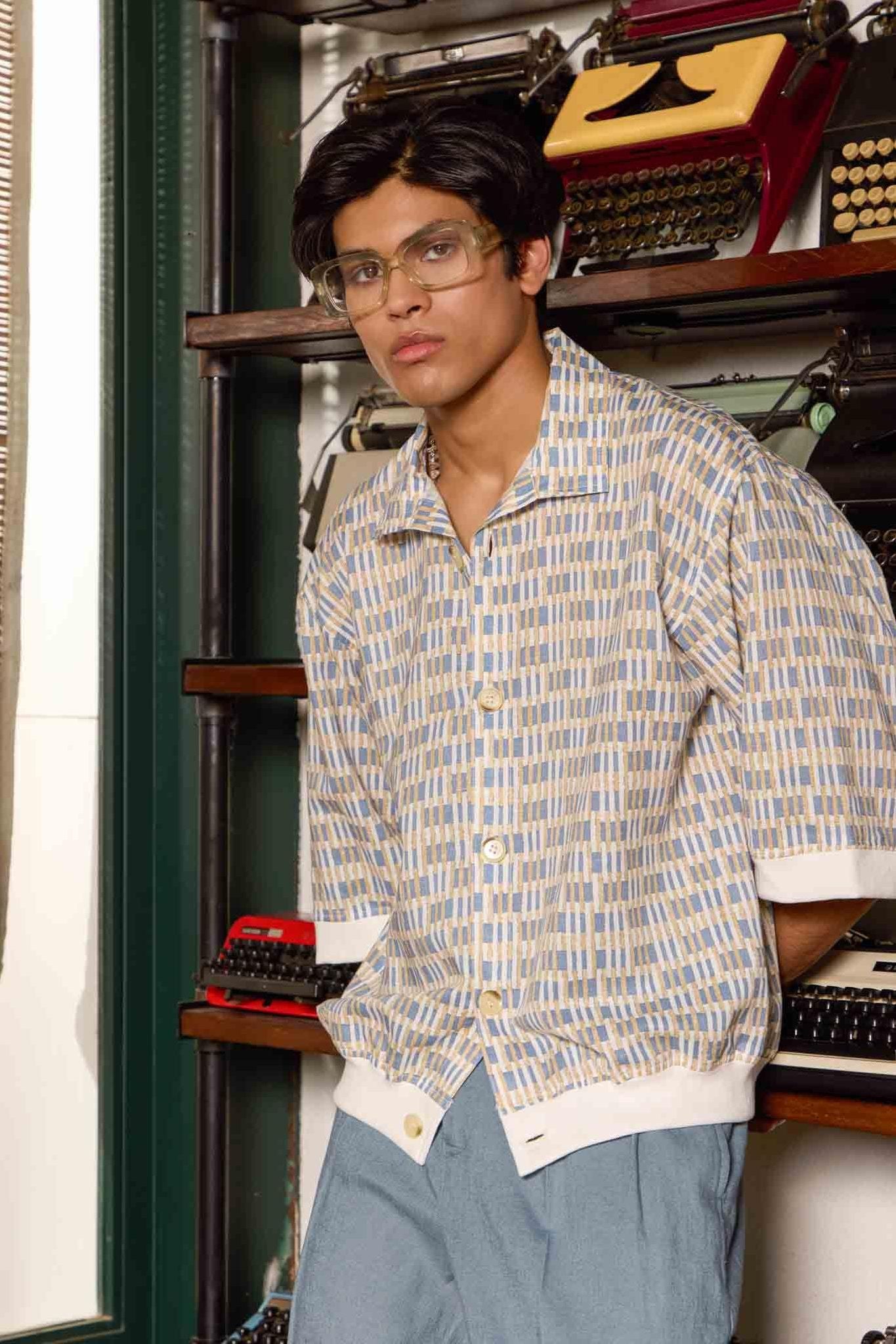 Linen Button Up Pattern Shirt