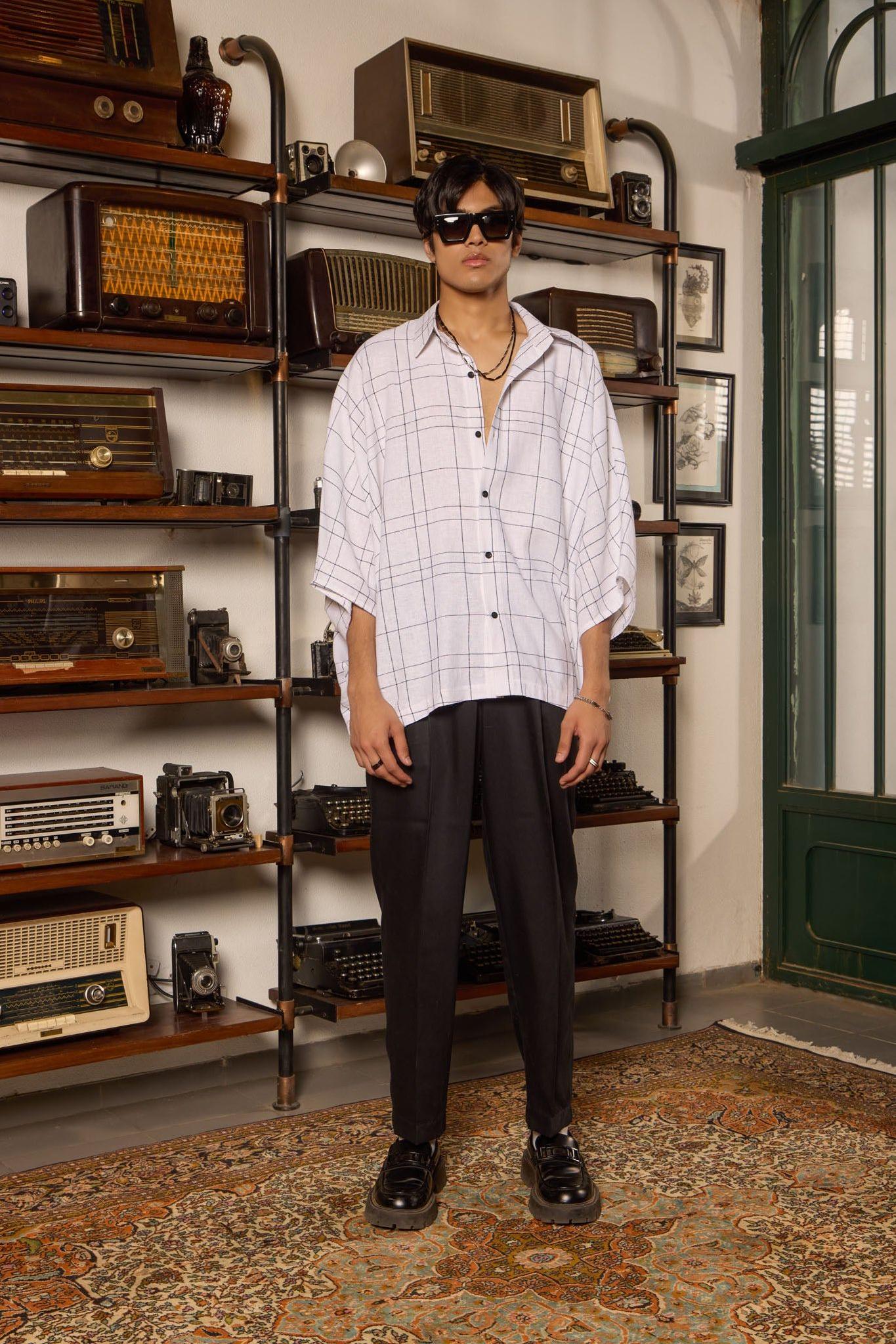 Oversized Linen Check Shirt