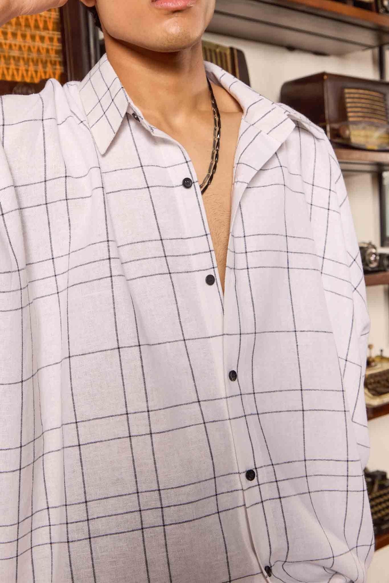 Oversized Linen Check Shirt