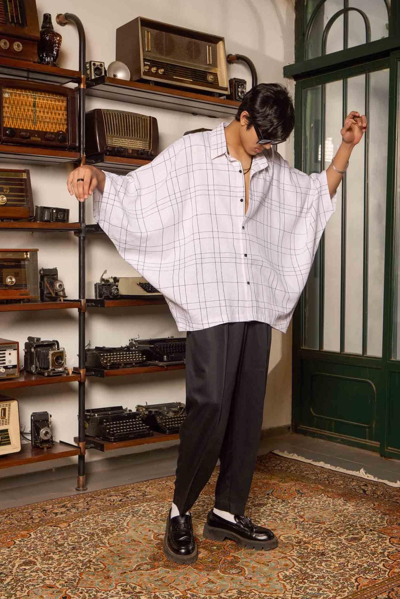 Oversized Linen Check Shirt