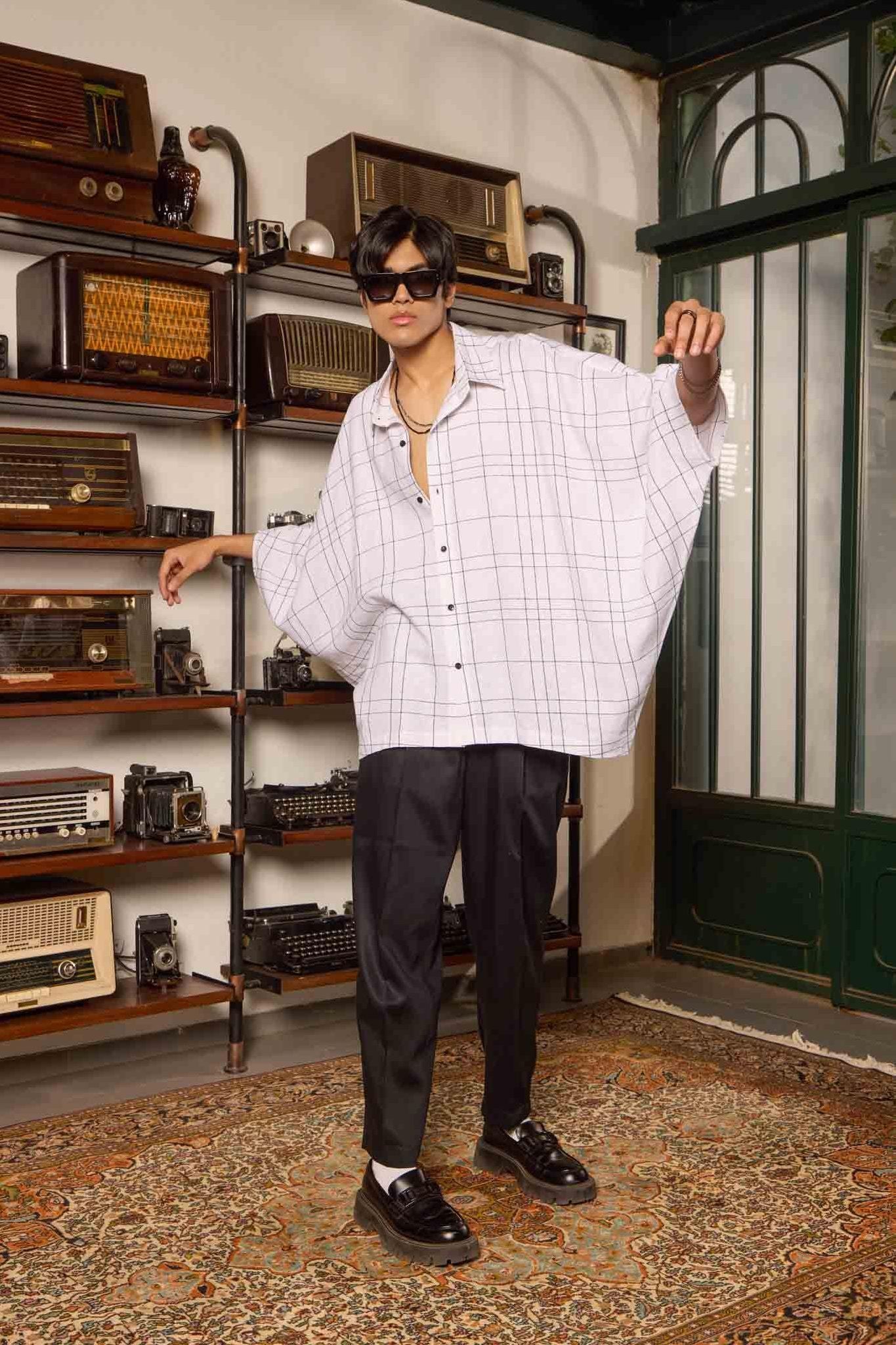 Oversized Linen Check Shirt