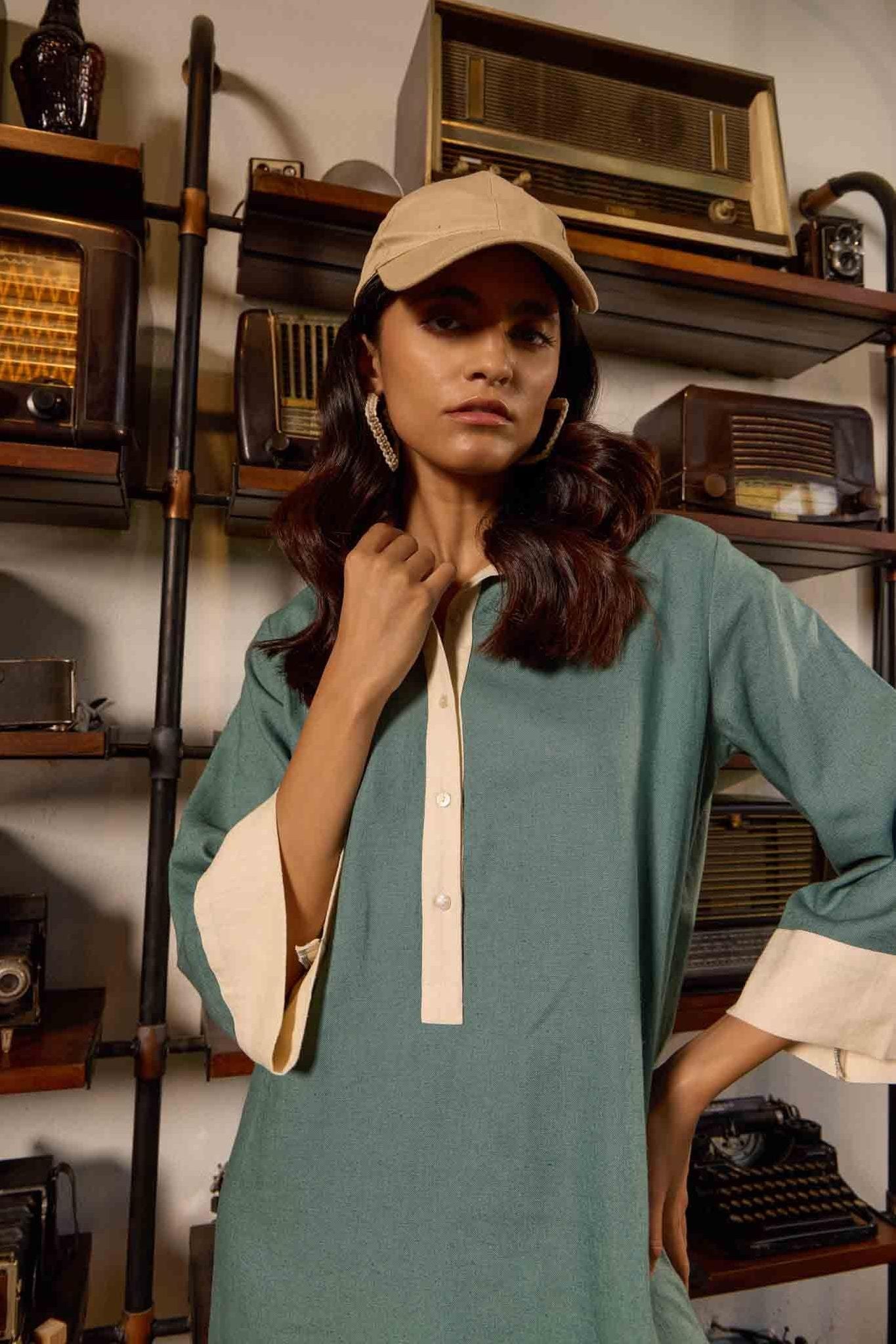 Linen Green Tunic Dress