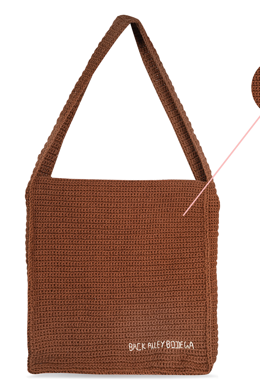 Hand Crocheted Book Bag - Mocha Brown