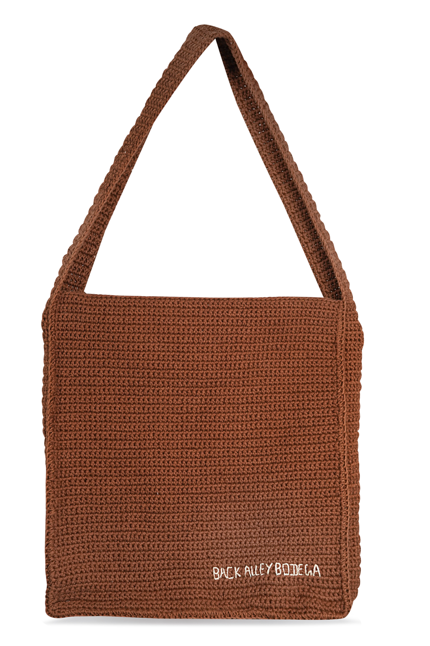 Hand Crocheted Book Bag - Mocha Brown