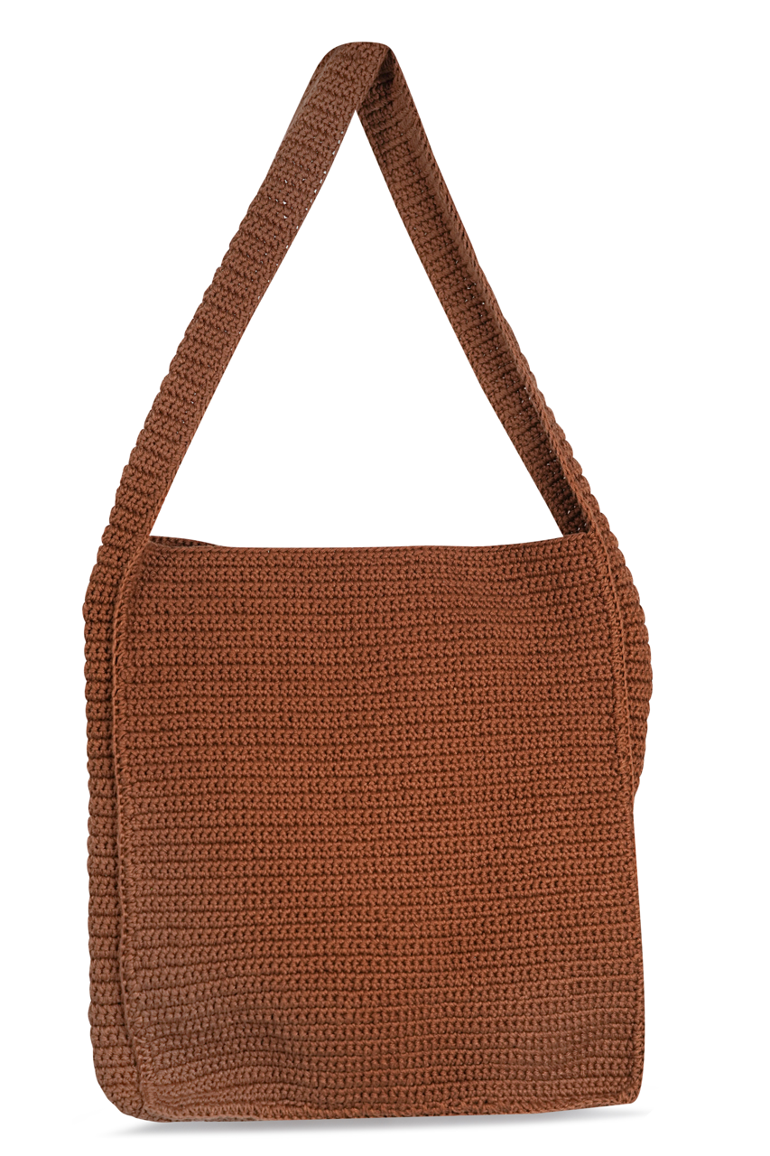 Hand Crocheted Book Bag - Mocha Brown