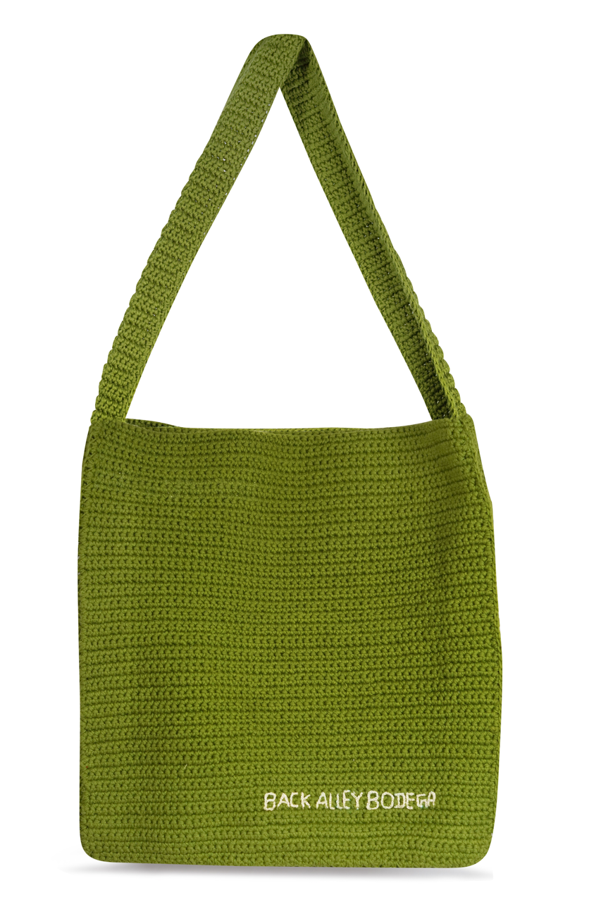Hand Crocheted Book Bag - Olive Green