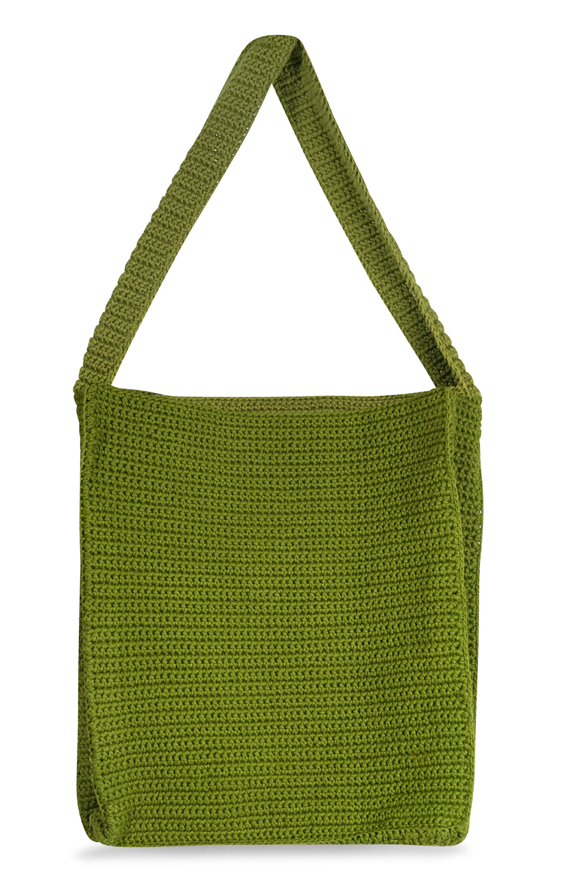 Hand Crocheted Book Bag - Olive Green