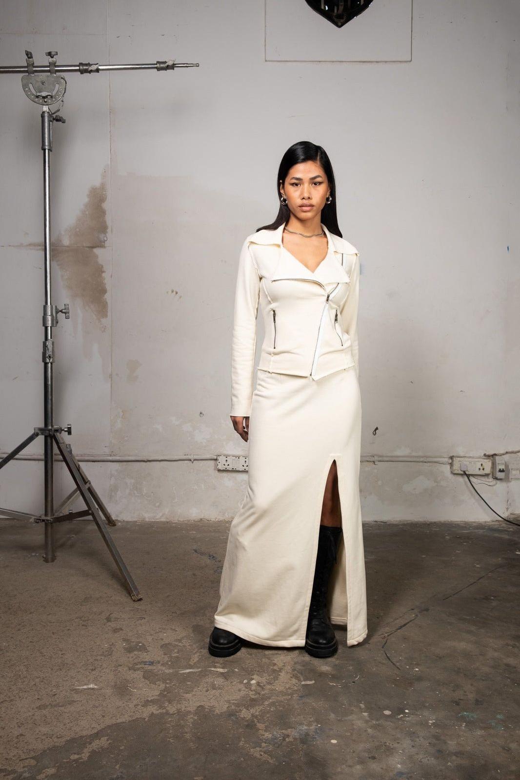 White Slit Skirt