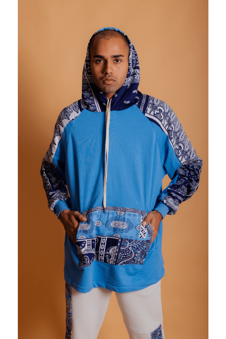 Blue bandana print sales hoodie