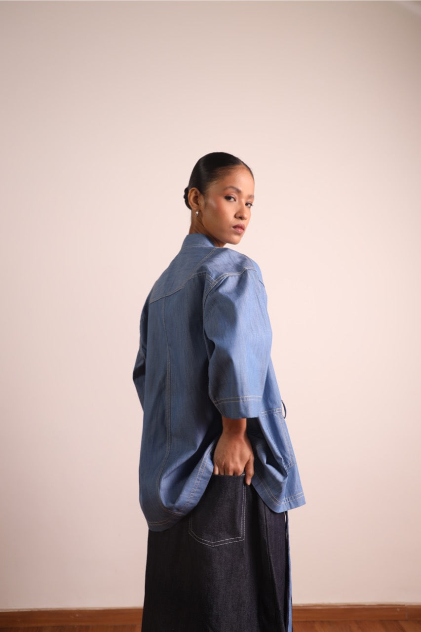 Wraparound Denim Utility Kimono