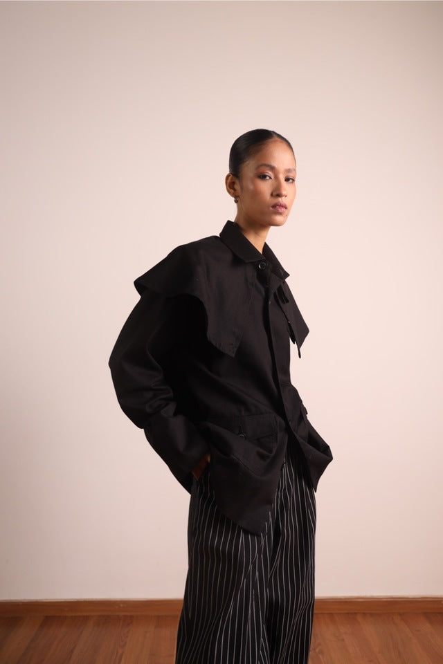 Caped Chore Shirt - Black