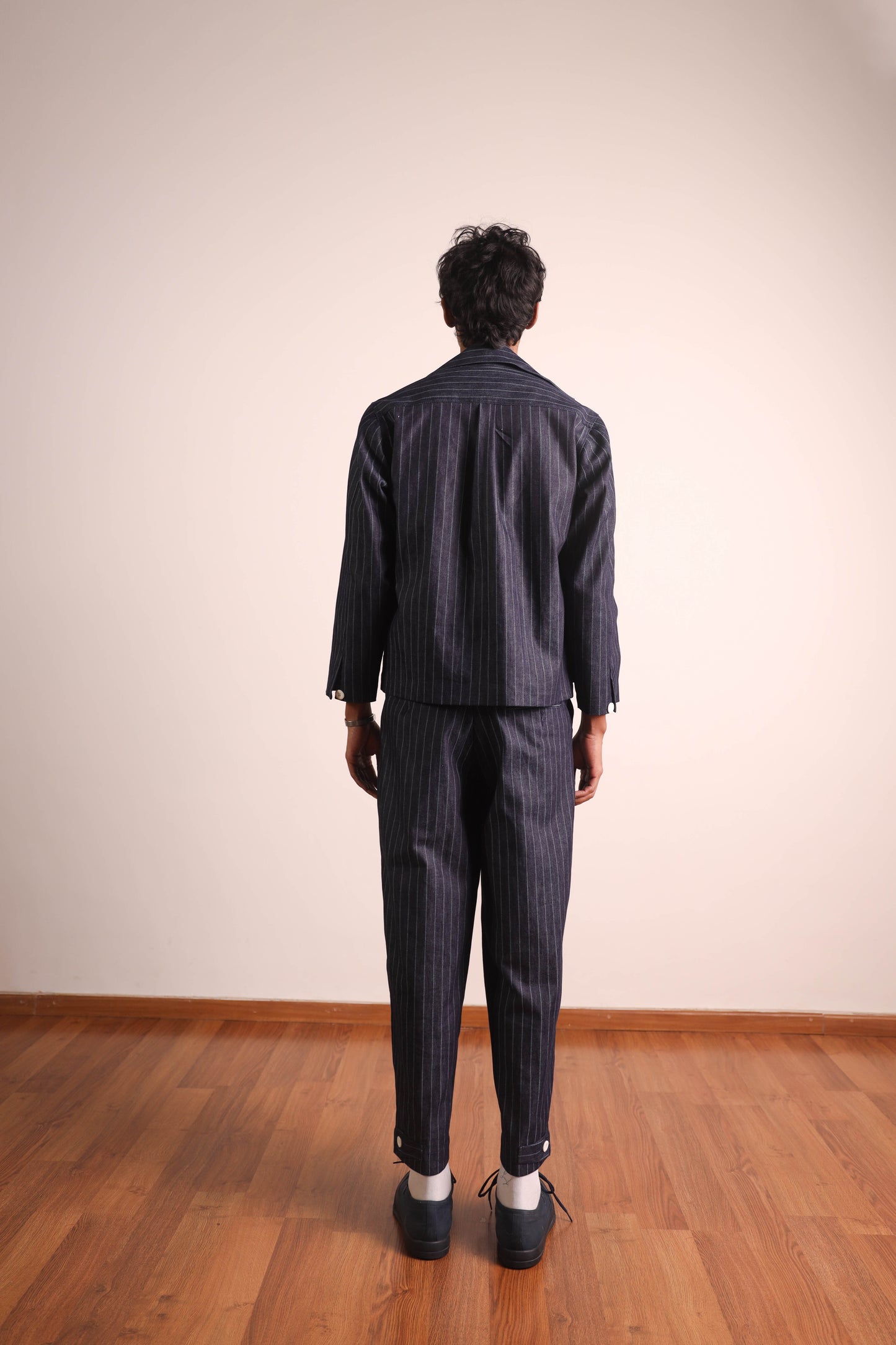 Pinstripe Box Pleat Denims