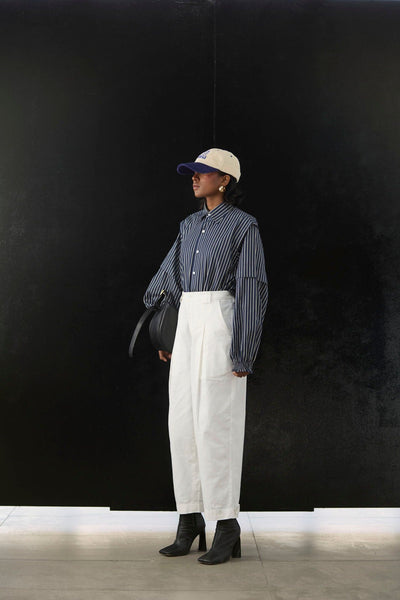 Twin Pleat Trousers - White