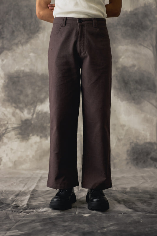 Brown Linen Wide Trousers - Men