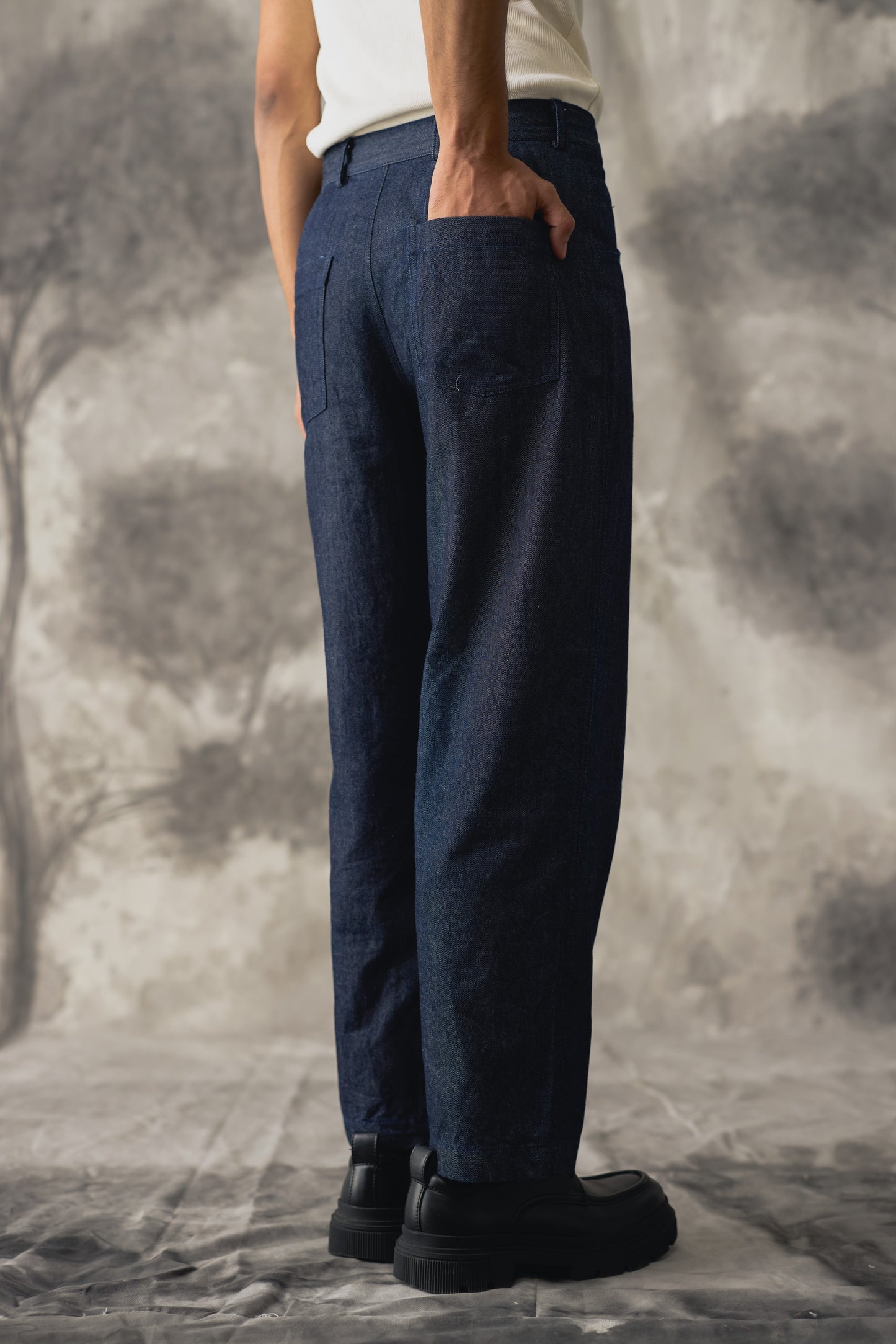 Pleated Denim Work Jeans