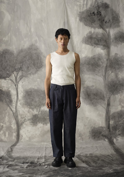 Pleated Denim Work Jeans