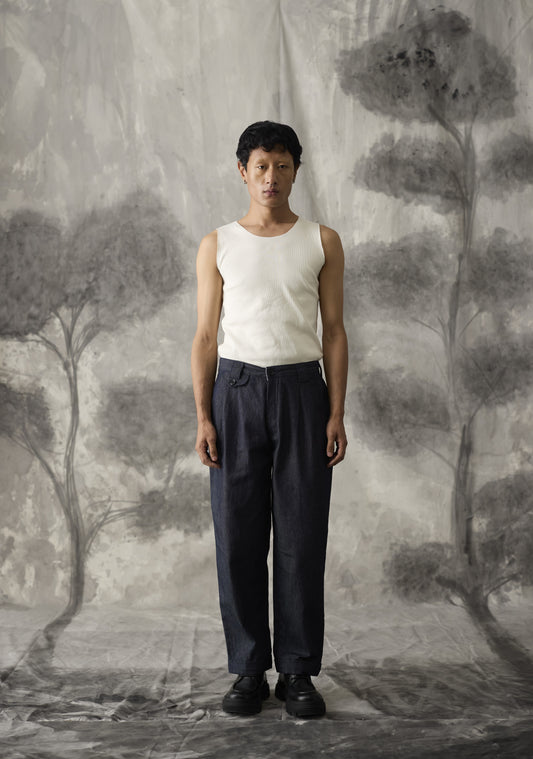 Pleated Denim Work Jeans