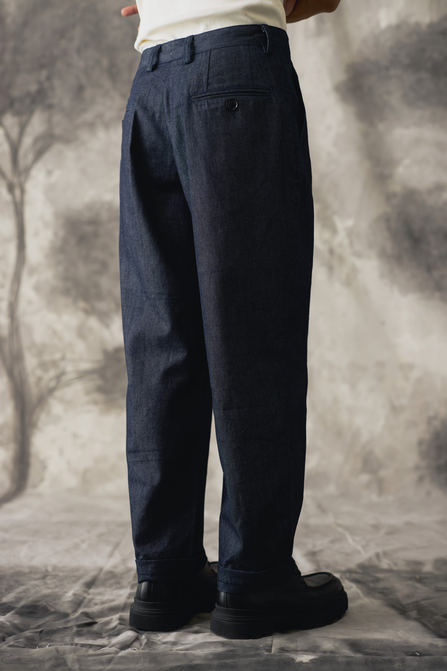 Pleated Denim Work Jeans