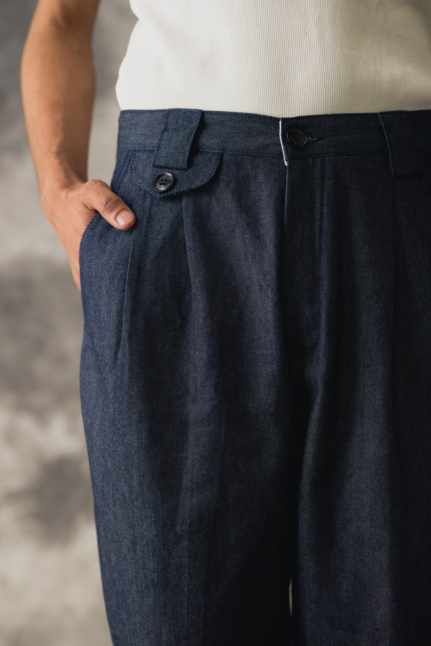 Pleated Denim Work Jeans