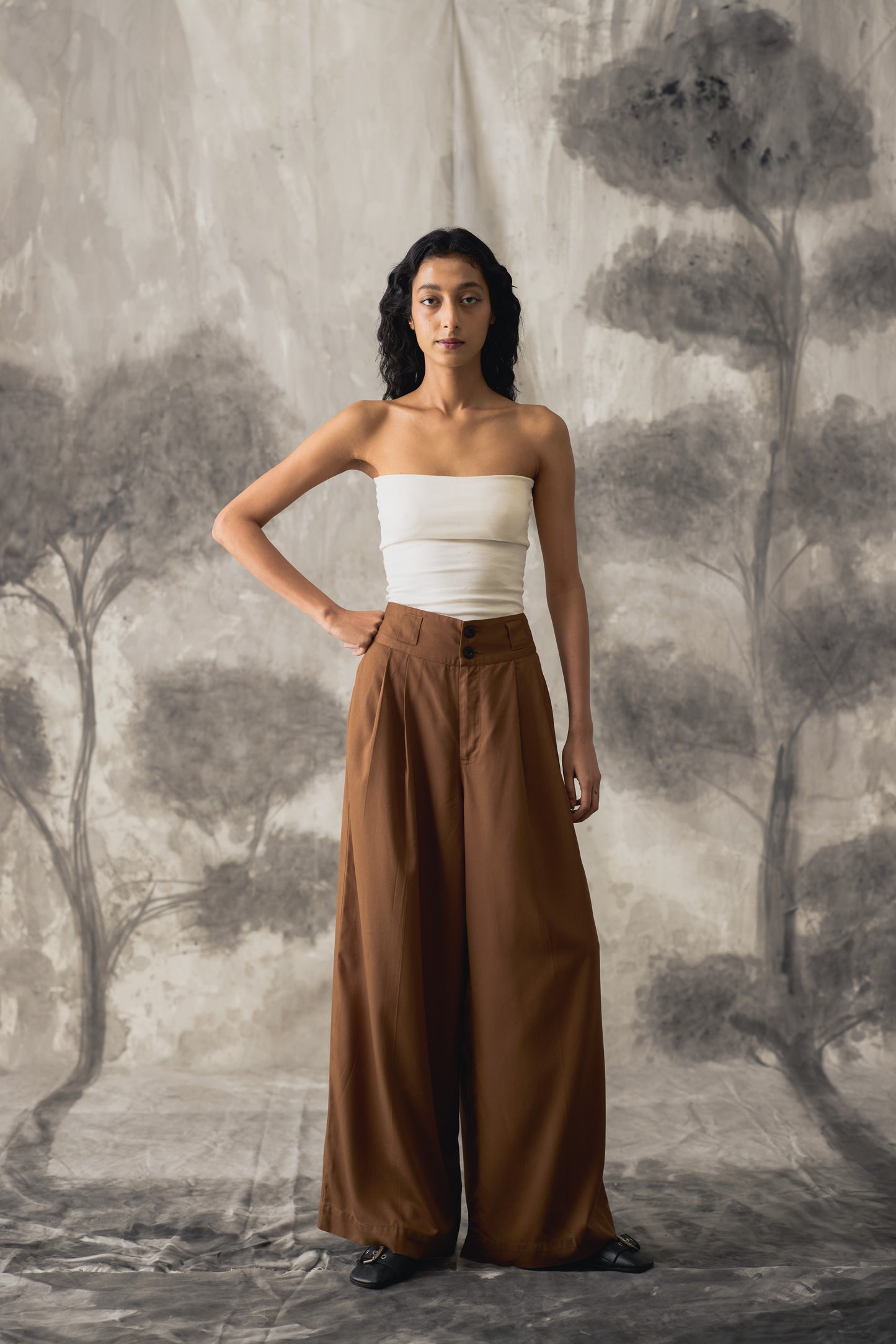 Brown Tencel Trousers - Women