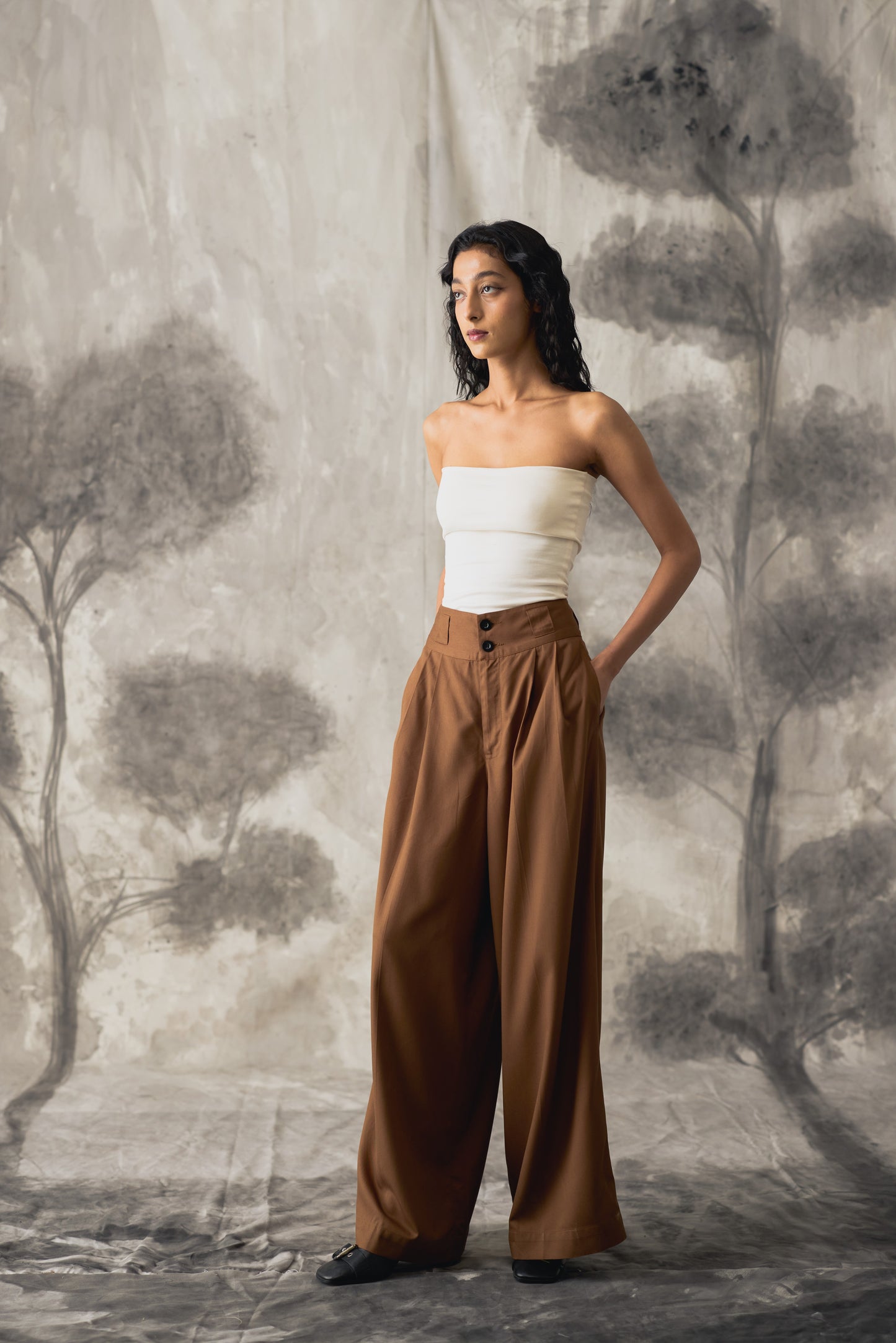 Brown Tencel Trousers - Women