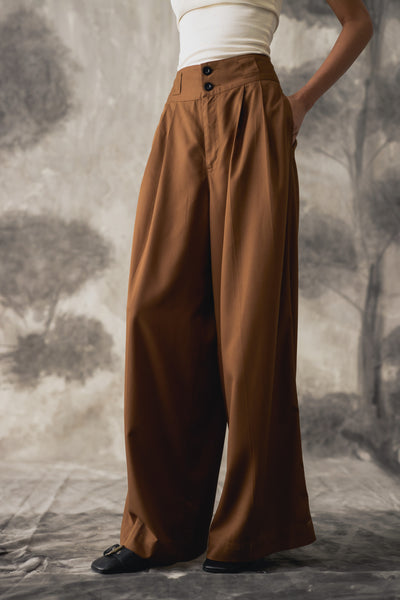 Brown Tencel Trousers - Women