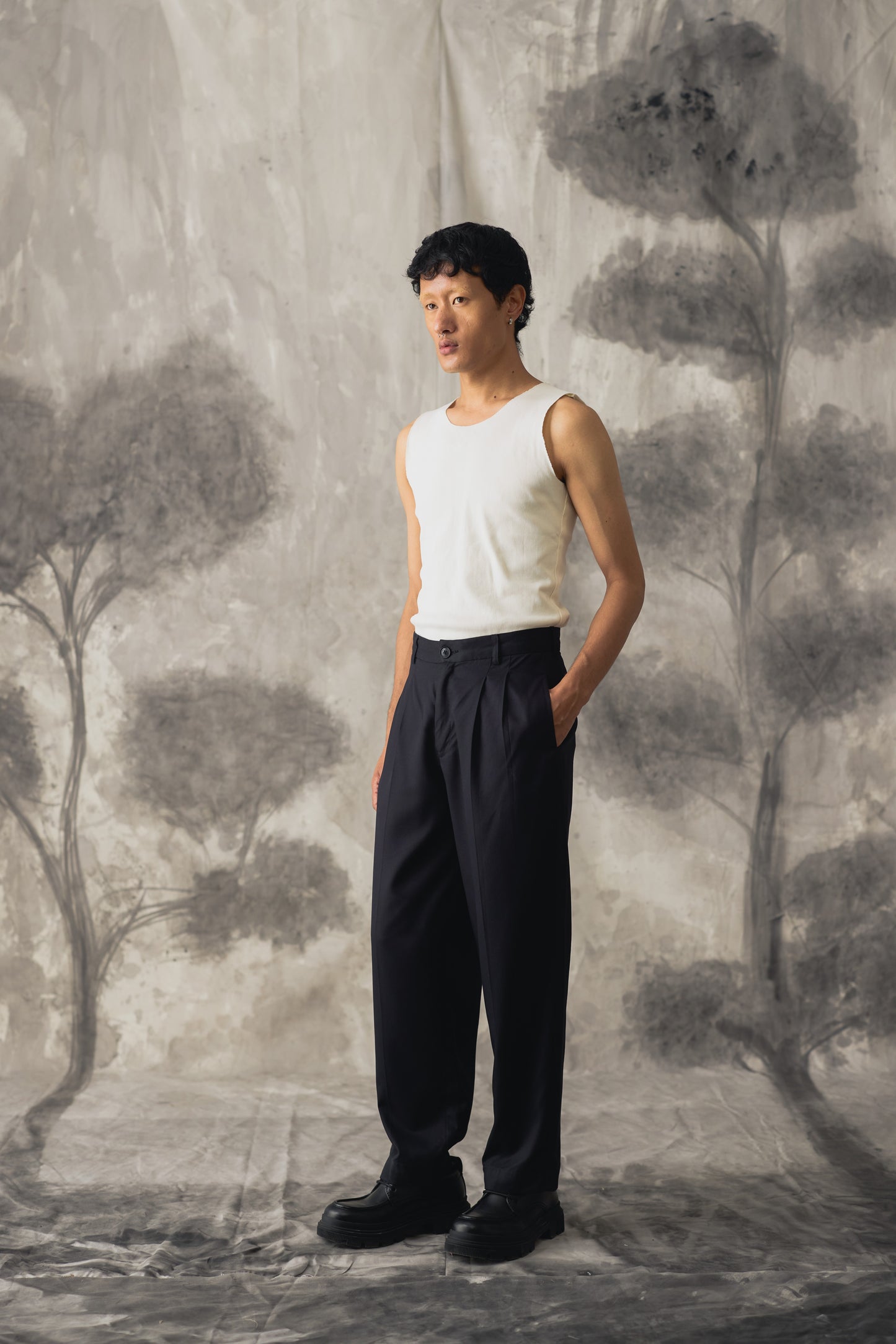 Black Tencel Trousers - Men