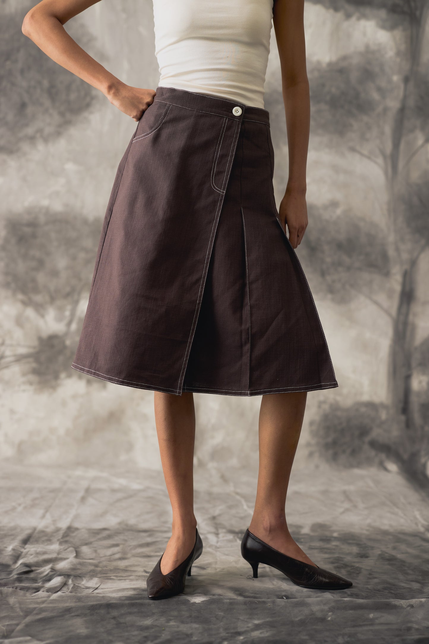 Linen Pleat Skirt - Women