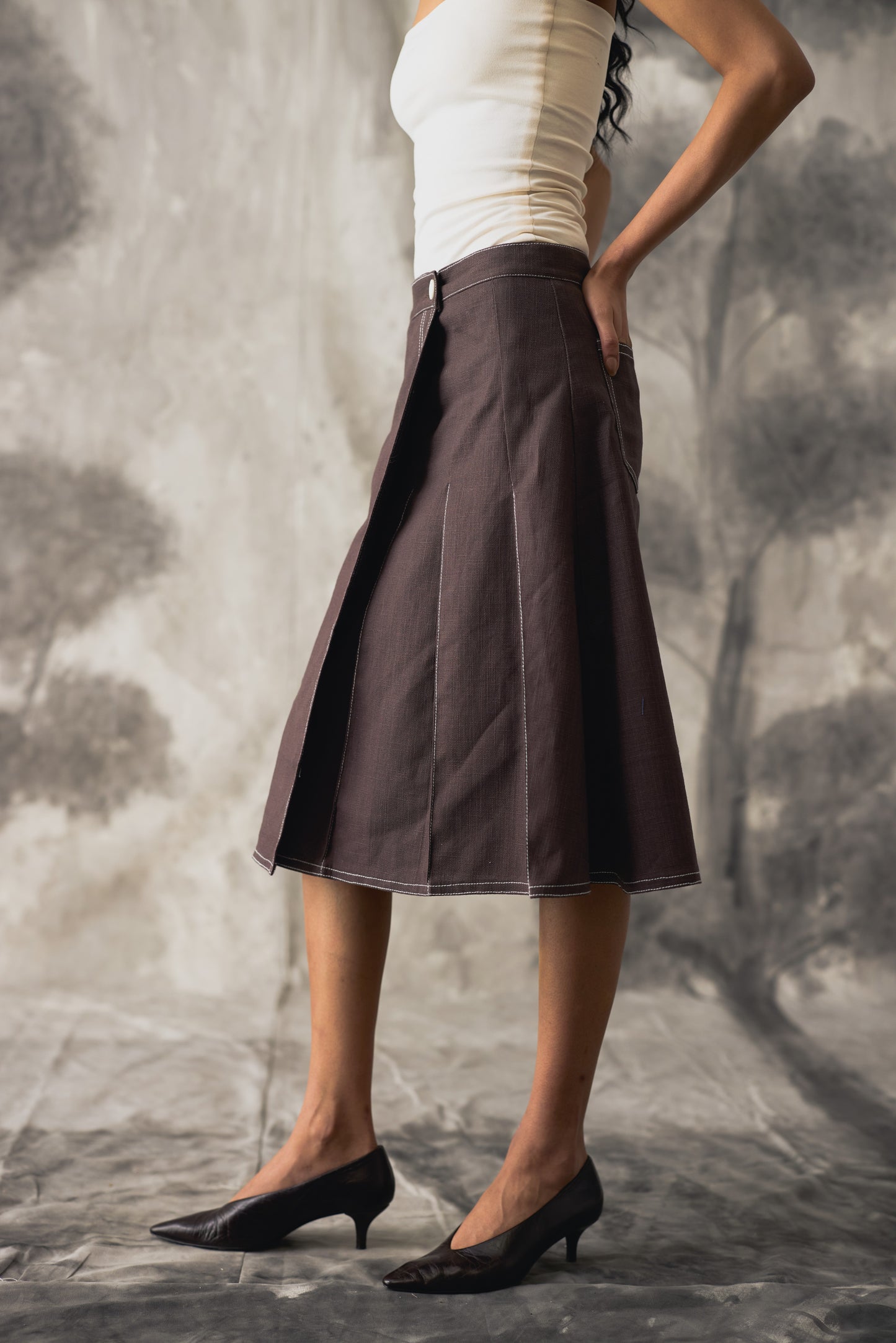 Linen Pleat Skirt - Women