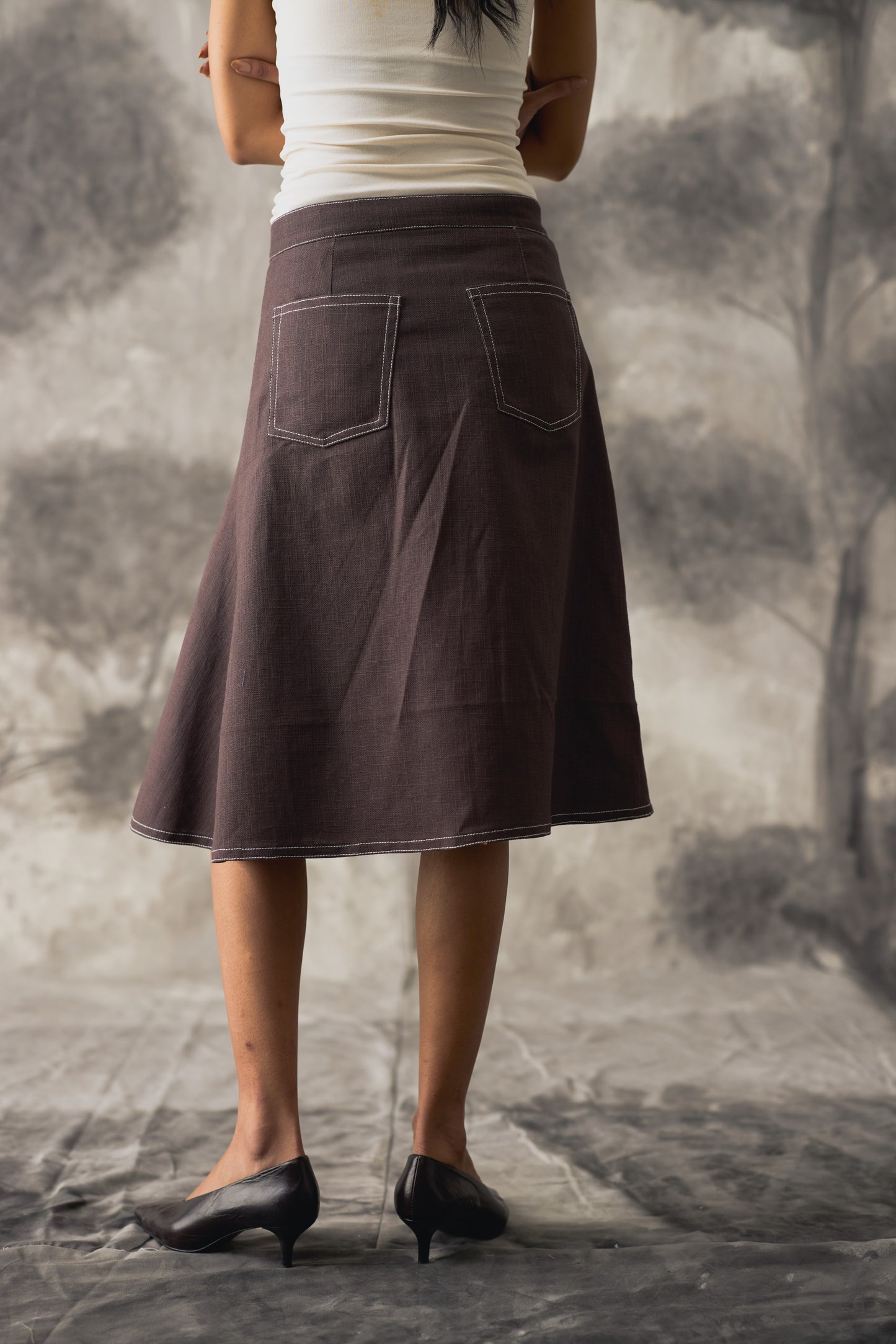 Linen Pleat Skirt - Women