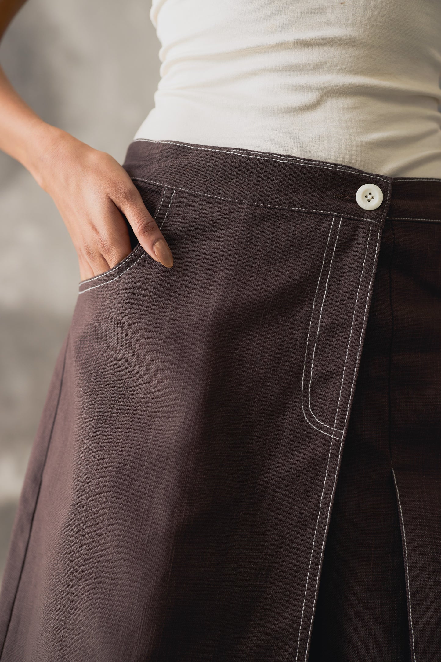 Linen Pleat Skirt - Women