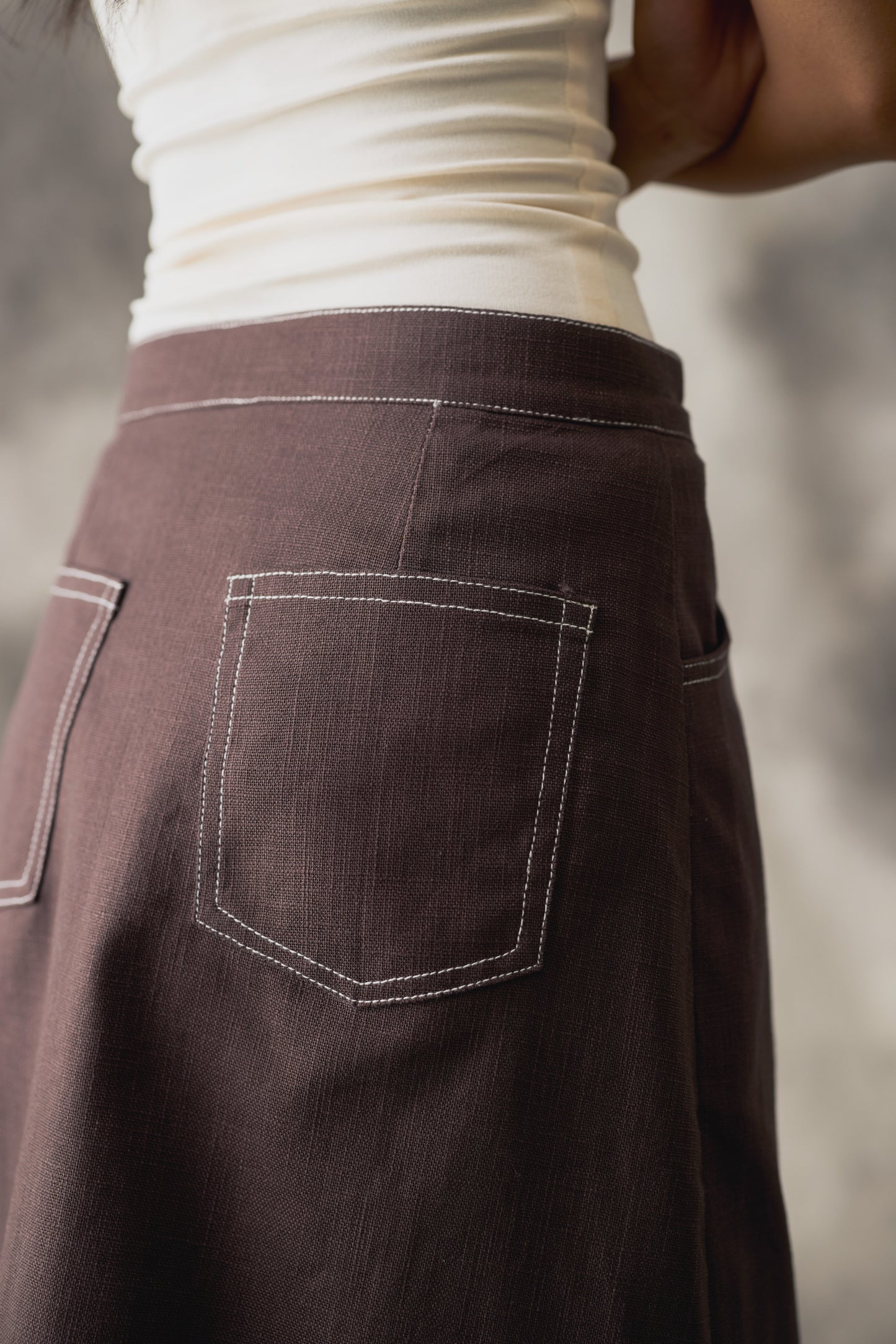 Linen Pleat Skirt - Women