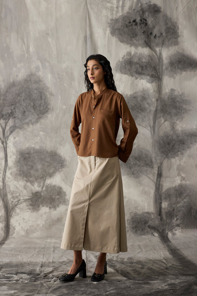 Brown Tencel Shirt - Women