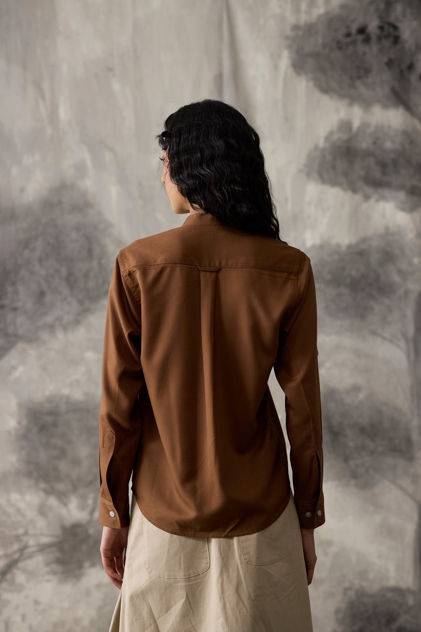 Brown Tencel Shirt - Women