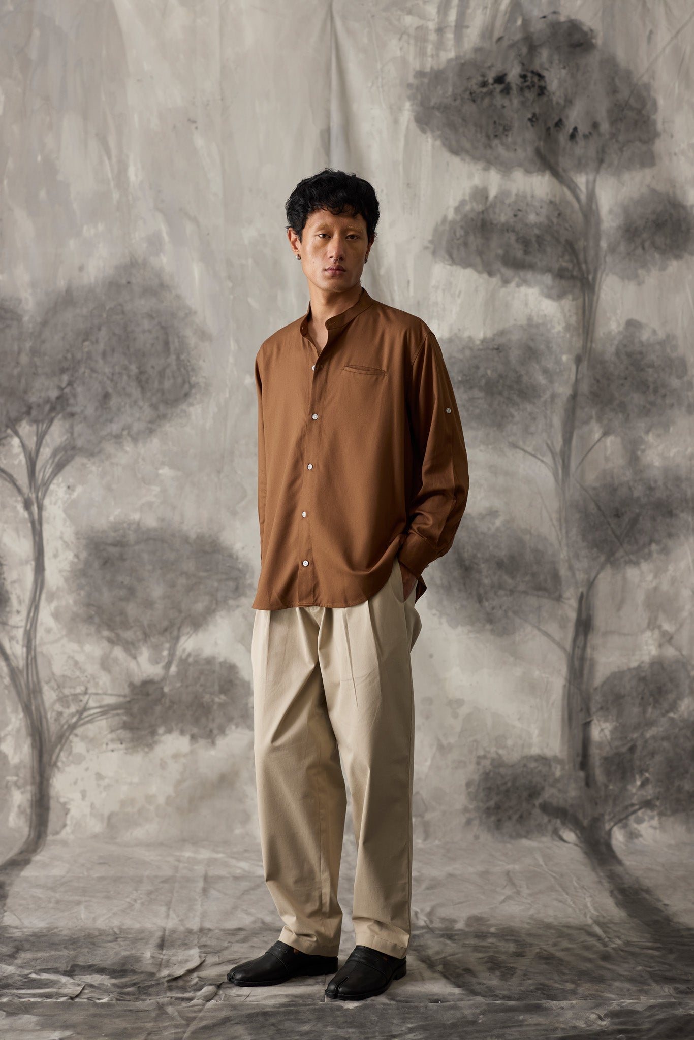 Brown Tencel Shirt - Men