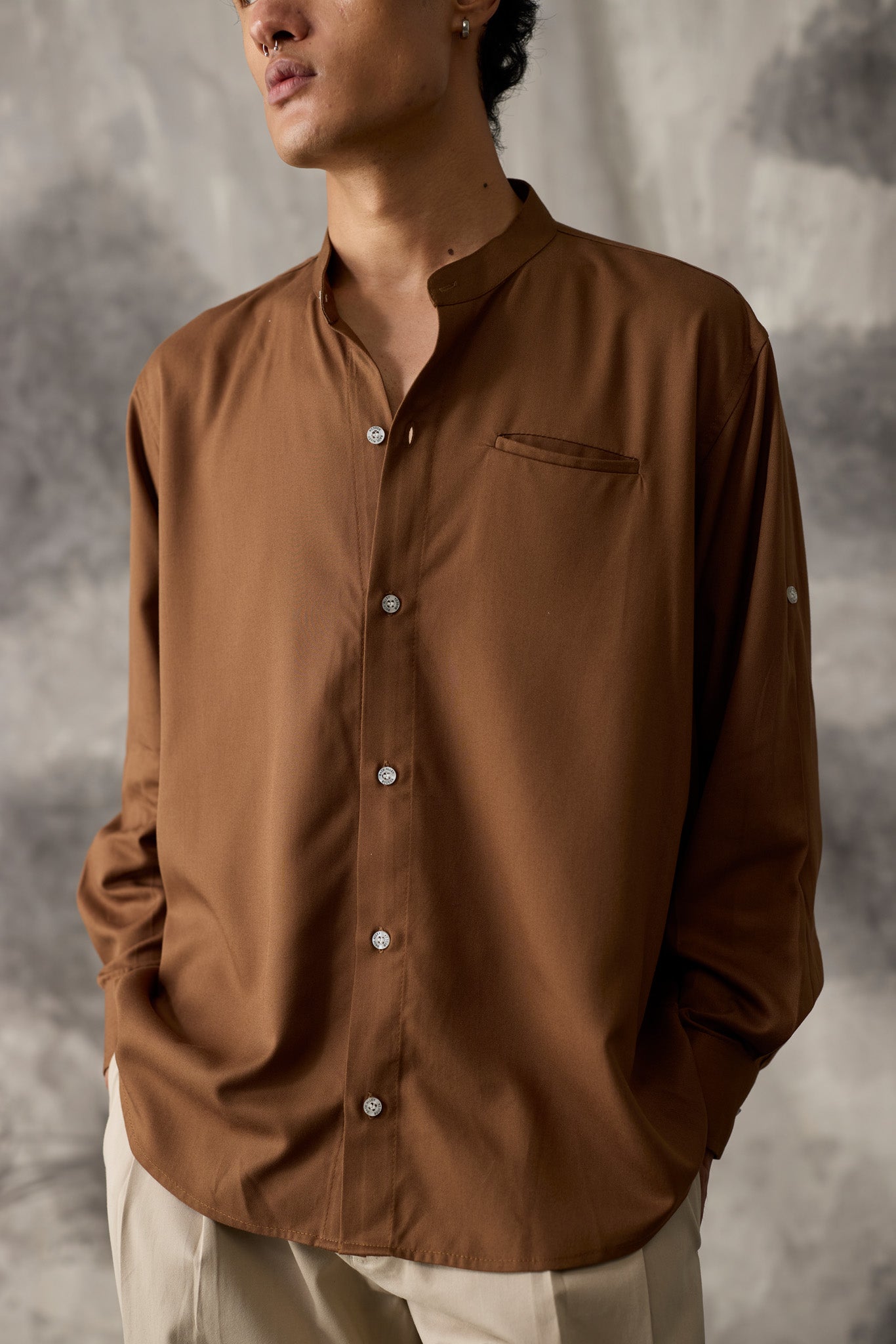 Brown Tencel Shirt - Men