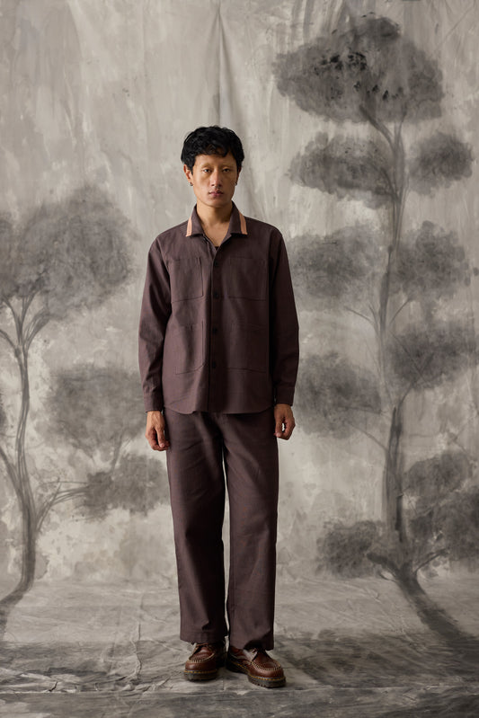 Brown Linen Overshirt - Men