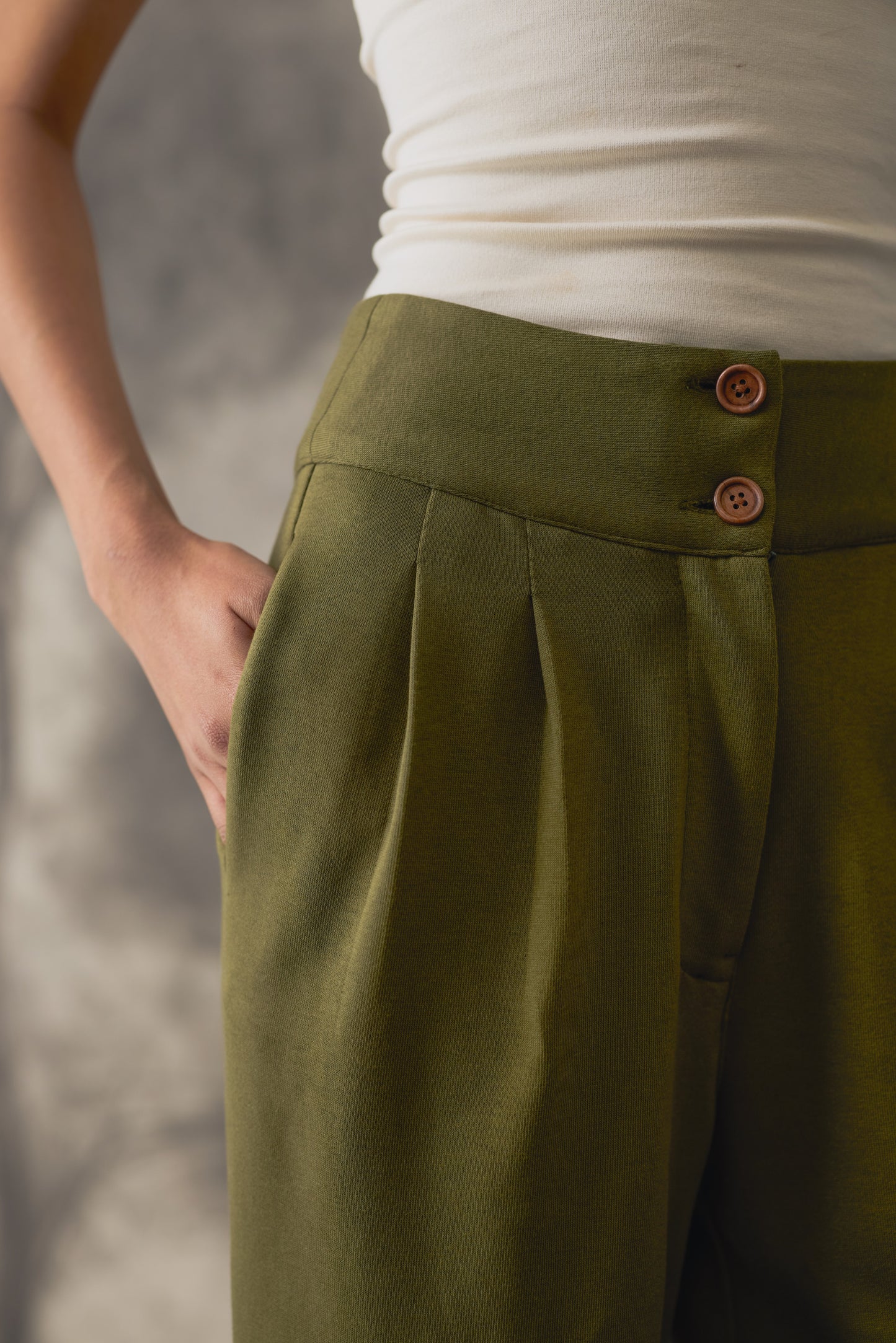 Green Knit Flared Trousers - Women