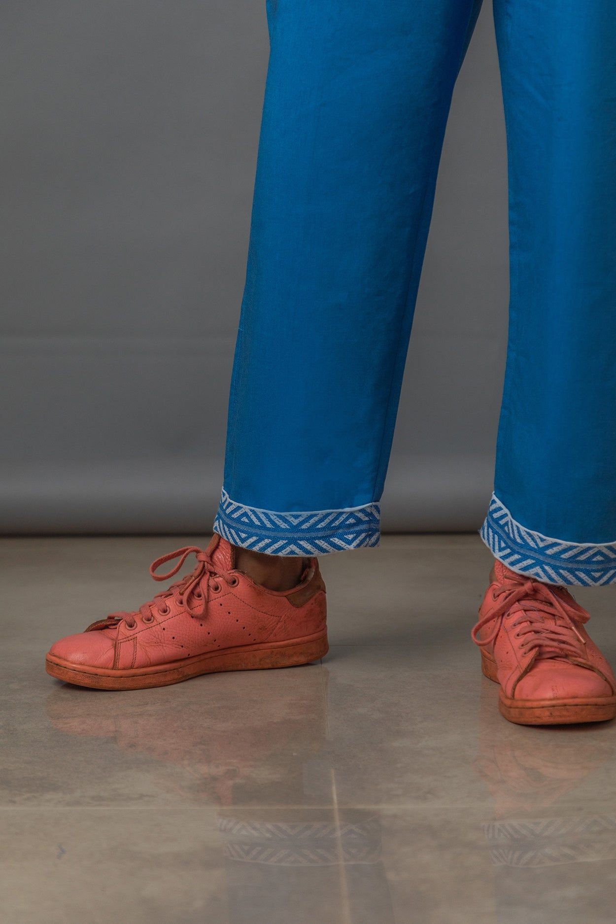 Embroidered Blue Classic Pants