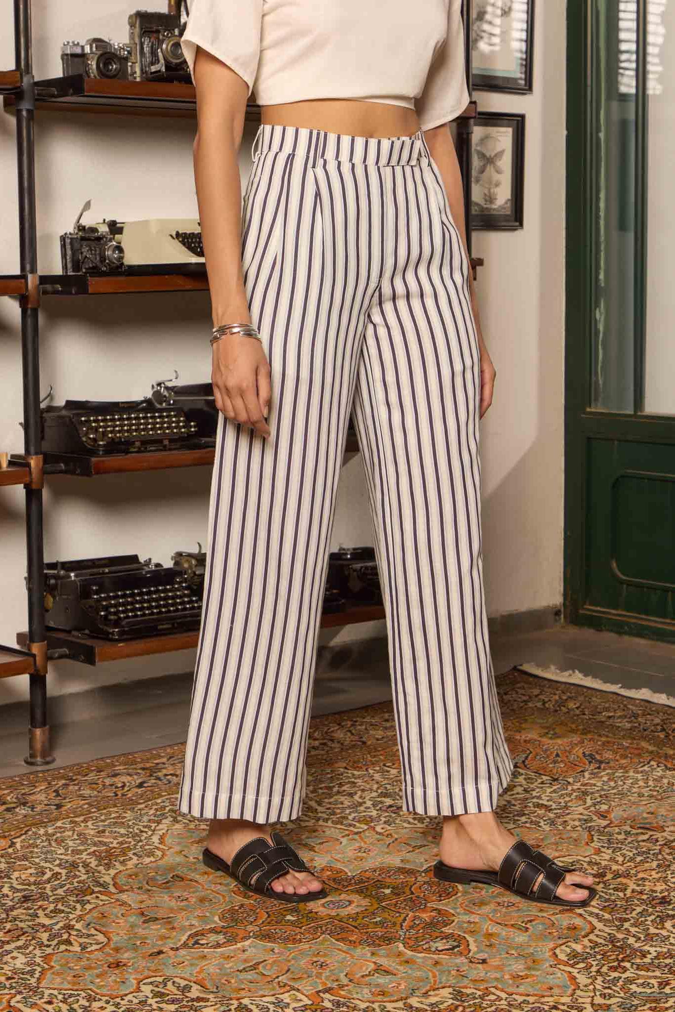 Pinstripe Wide Trousers